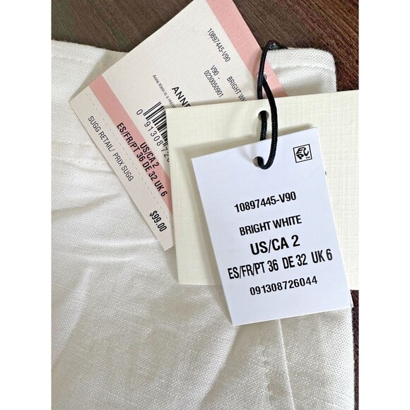 Anne Klein Women's Linen-Blend Mid Rise Wide-Leg Pants White Size 2 - Picture 7 of 12